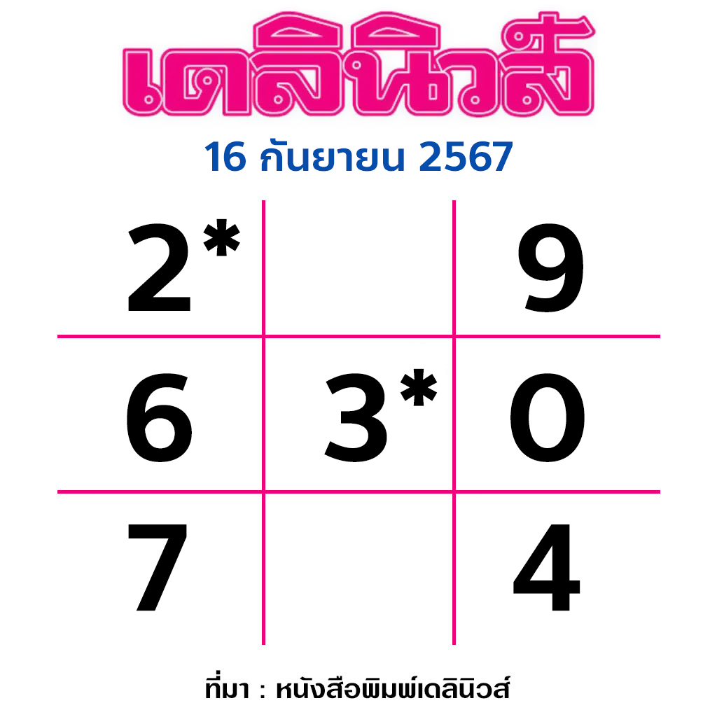 หวยเดลินิวส์ 16/9/67